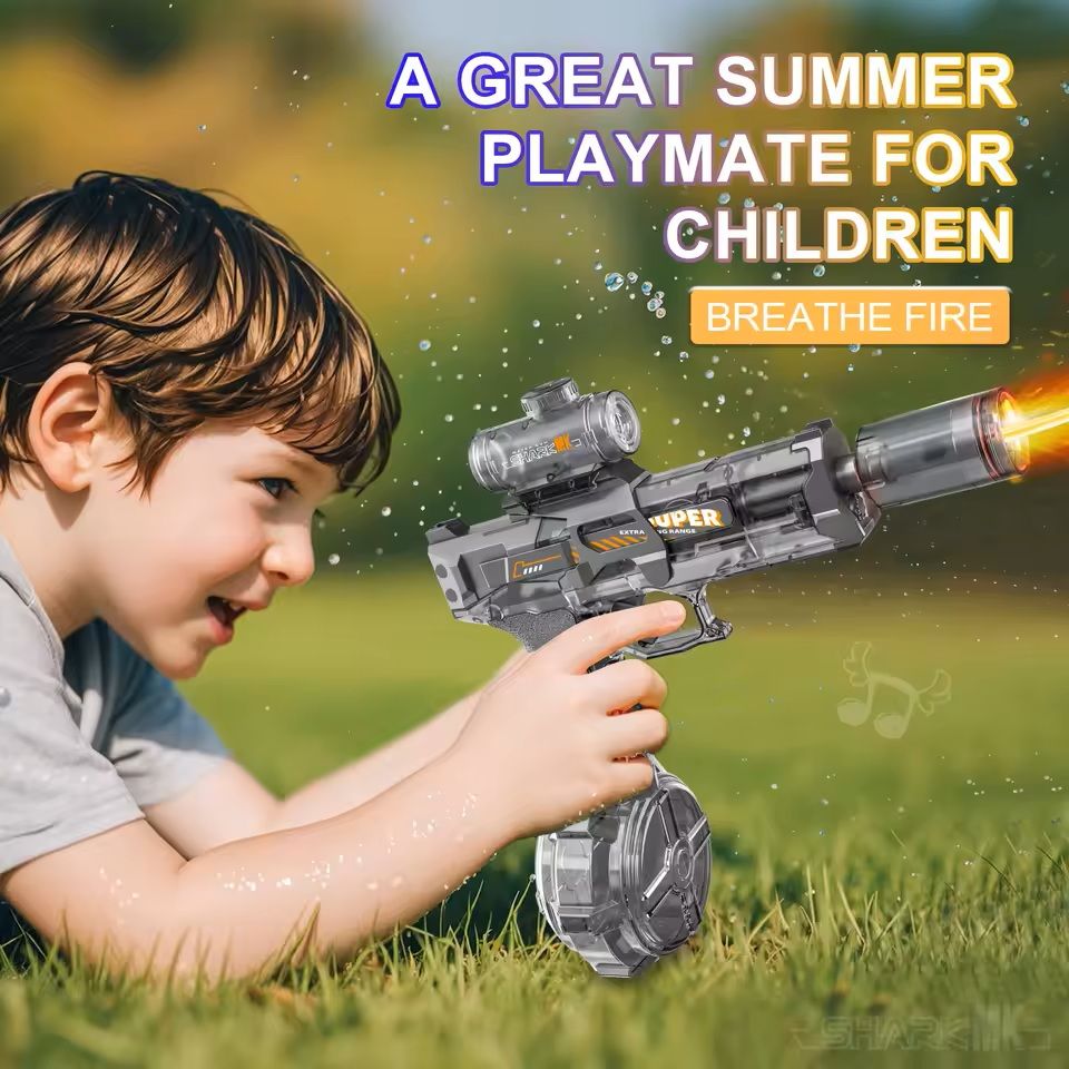 Electric Water Gun With Flame Light High Pressure Spray 4