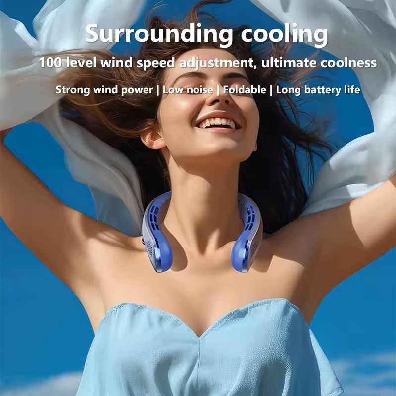 Portable Bladeless Neck Fan With LED Display And USB Charging 2