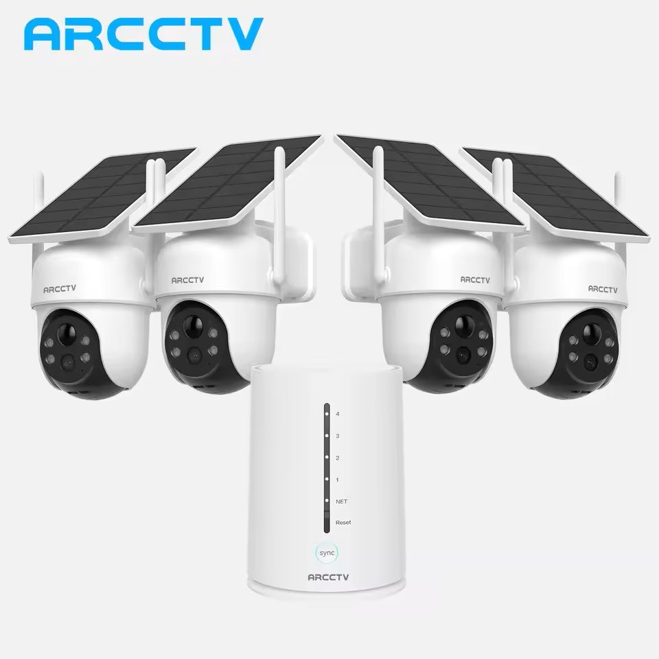 4MP Wifi Solar Security Camera Kit with Siren and Two Way Audio