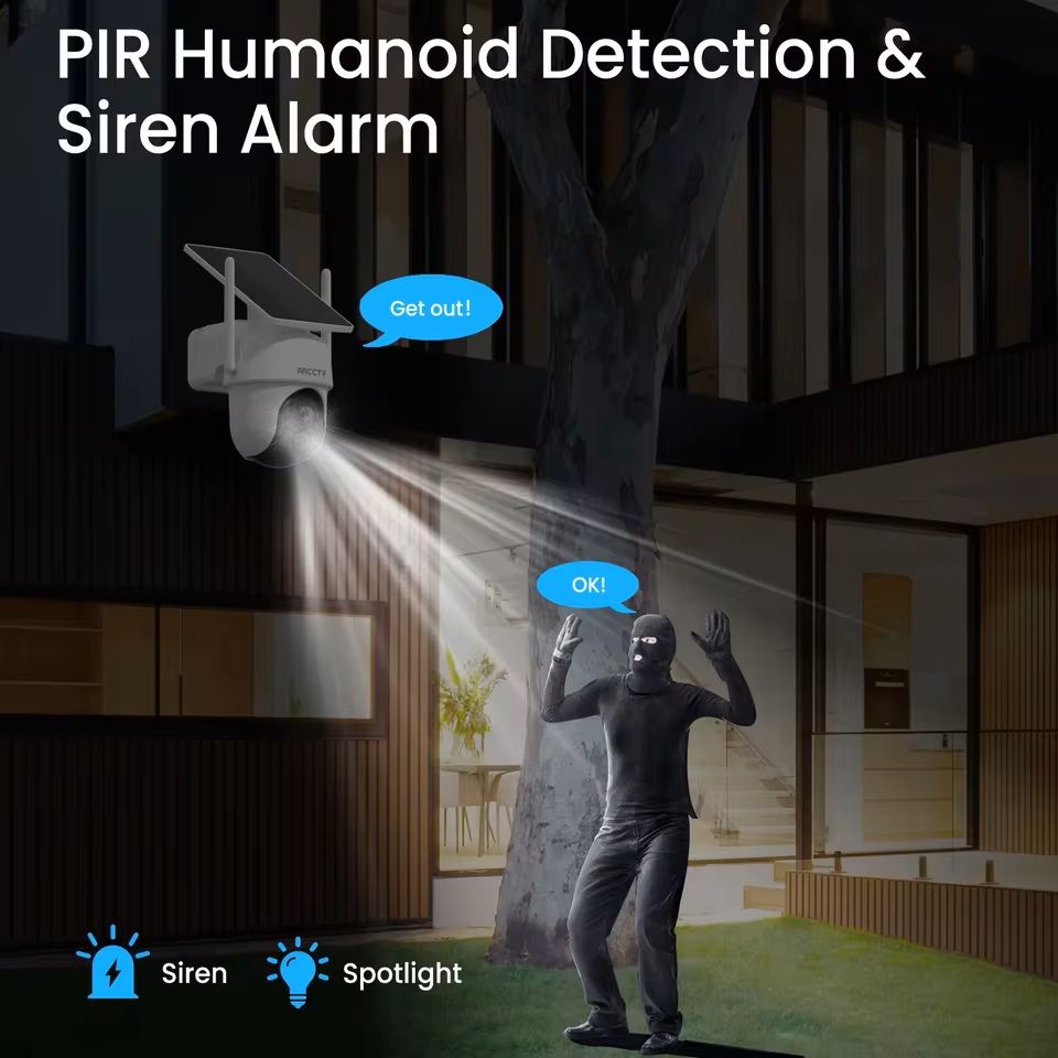 4MP Wifi Solar Security Camera Kit With Siren And Two Way Audio 2
