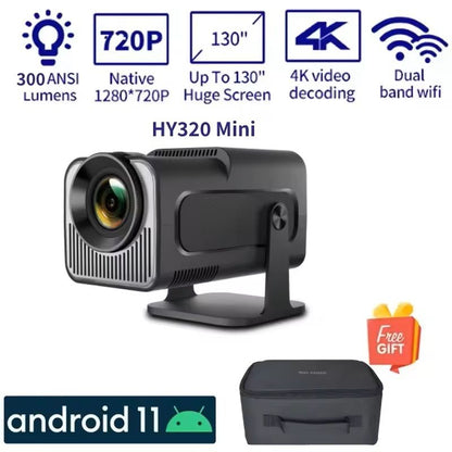 Mini Android Projector with 300ANSI Brightness and Carry Bag Option