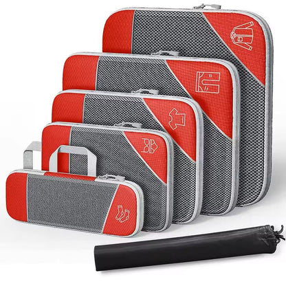 6 Piece Travel Compression Packing Cubes Set With Shoe Bag 6