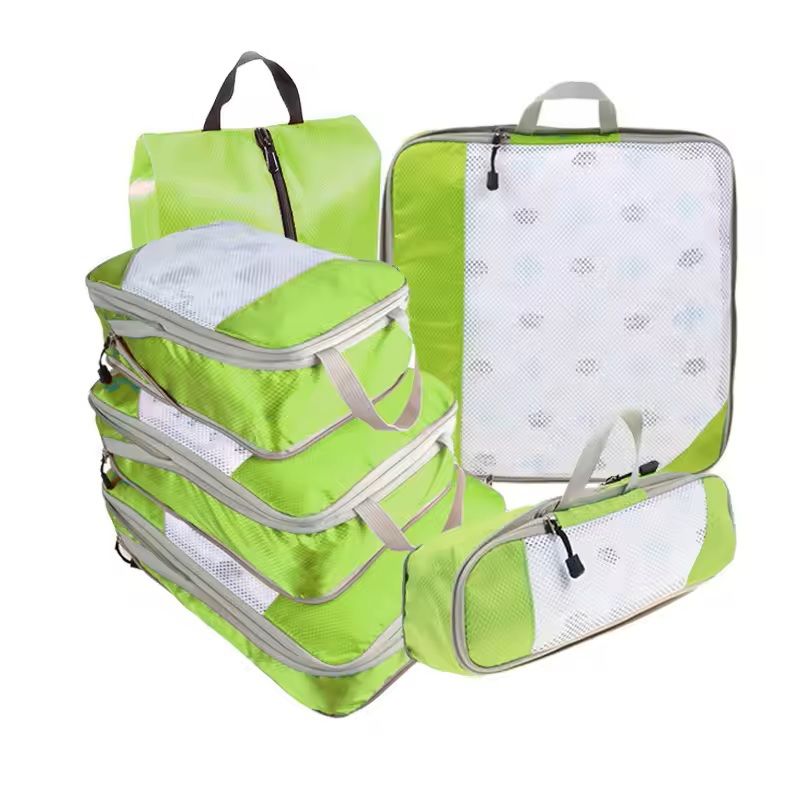 6 Piece Travel Compression Packing Cubes Set With Shoe Bag 12