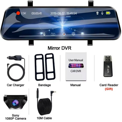 25K Mirror Dash Camera With Touch Screen And Parking DVR 9