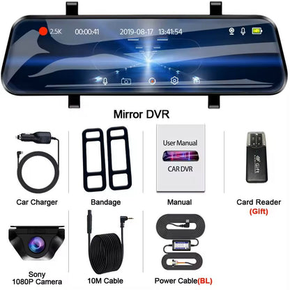25K Mirror Dash Camera With Touch Screen And Parking DVR 10