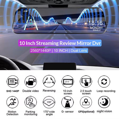 25K Mirror Dash Camera With Touch Screen And Parking DVR 1