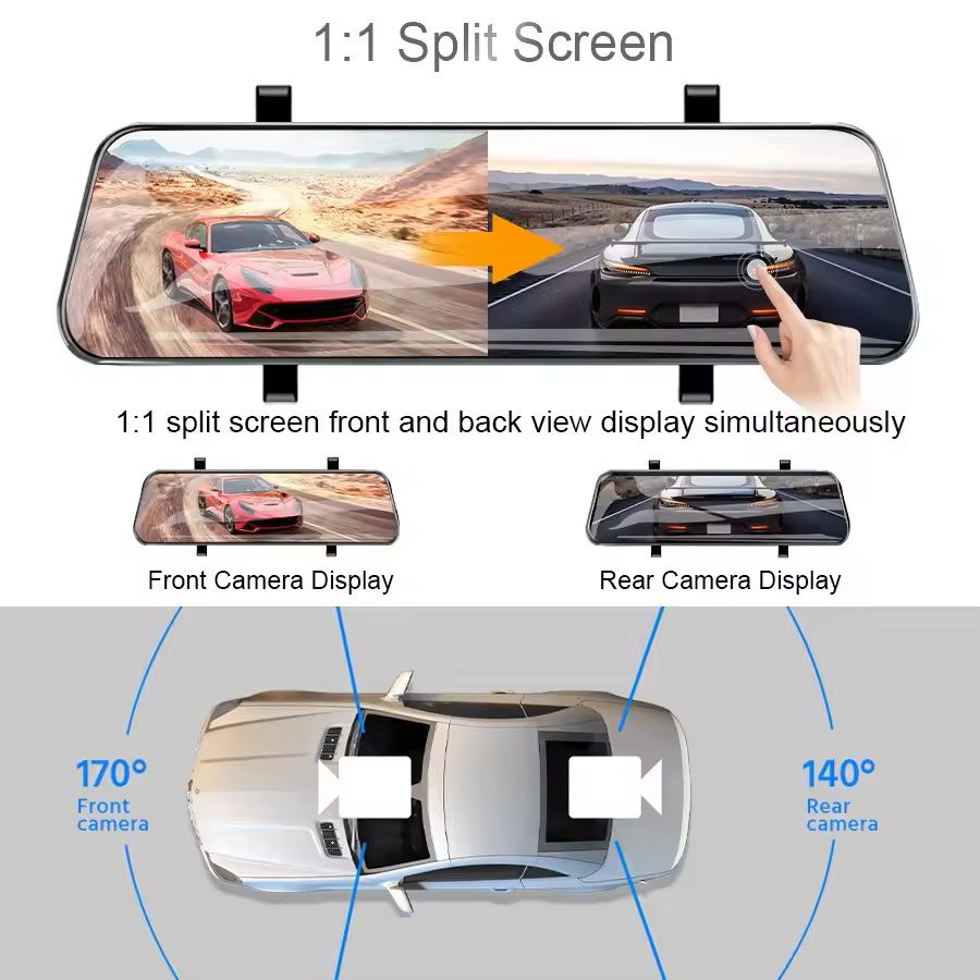 25K Mirror Dash Camera With Touch Screen And Parking DVR 3