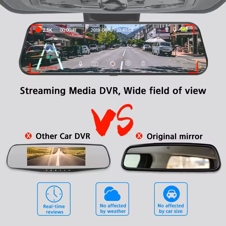 25K Mirror Dash Camera With Touch Screen And Parking DVR 4