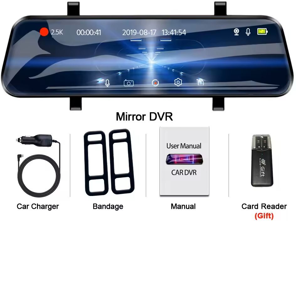 25K Mirror Dash Camera With Touch Screen And Parking DVR 6