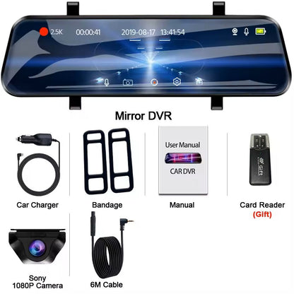 25K Mirror Dash Camera With Touch Screen And Parking DVR 7