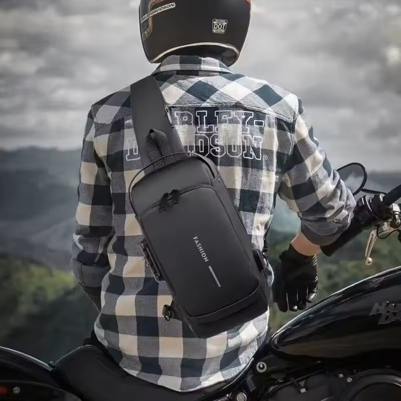 Mens PU Leather Crossbody Shoulder Chest Bag 5