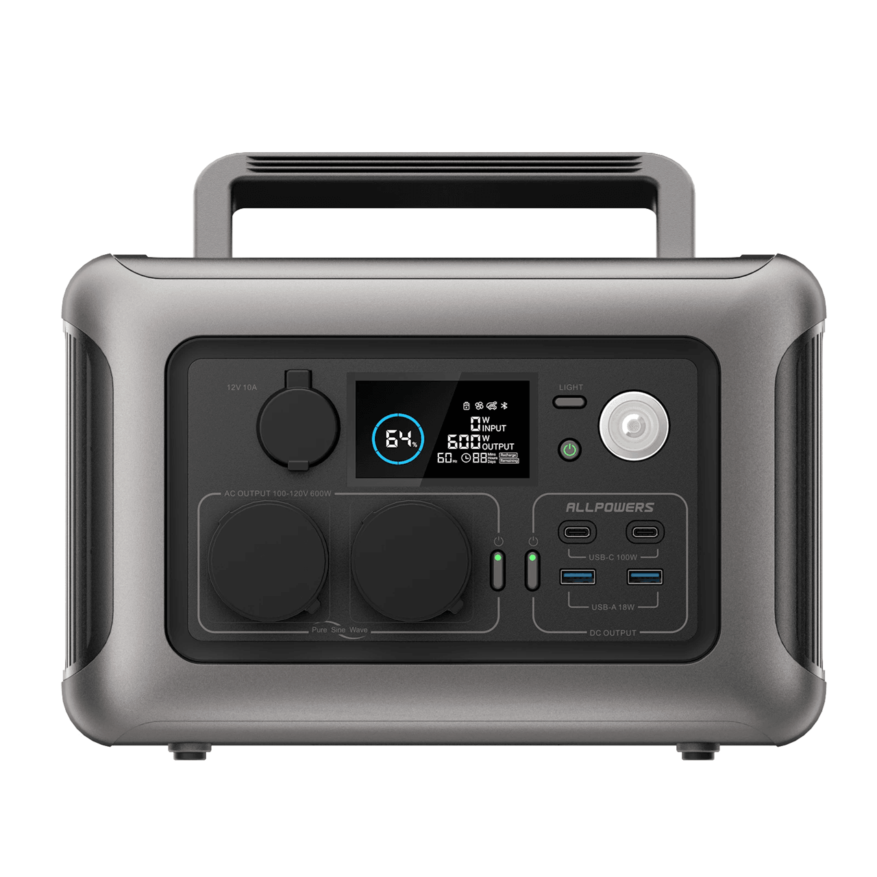ALLPOWERS R600 Portable Power Station 299Wh with LiFePO4 Battery and 600W AC Outlets