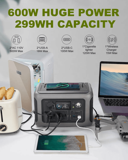 ALLPOWERS R600 Portable Power Station 299Wh With LiFePO4 Battery And 600W AC Outlets 1