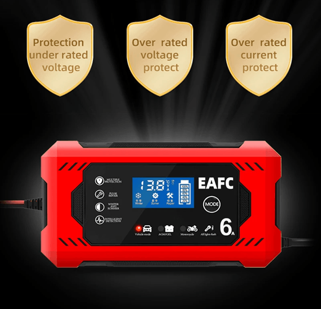 12V 6A Intelligent Car Battery Charger With Pulse Repair And AutoStop For Lead Acid Batteries 1