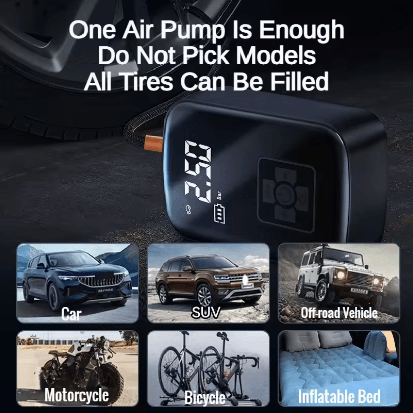 Wireless Portable Tire Inflator Pump 12V 150PSI For Car Motorcycle And Bicycle 3