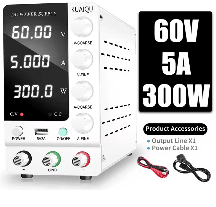 KUAIQU Adjustable DC Power Supply With USB Interface  30V 10A 60V 5A 120V 3A Lab Bench Supply 3