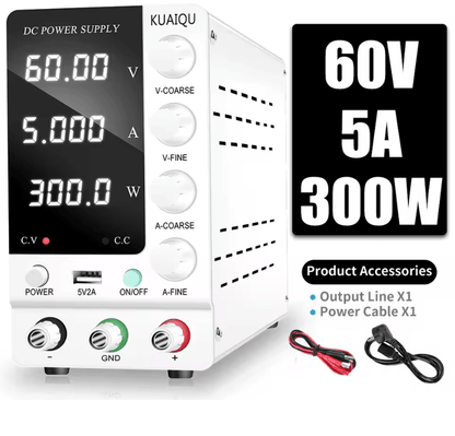 KUAIQU Adjustable DC Power Supply With USB Interface  30V 10A 60V 5A 120V 3A Lab Bench Supply 3