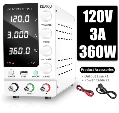 KUAIQU Adjustable DC Power Supply With USB Interface  30V 10A 60V 5A 120V 3A Lab Bench Supply 4