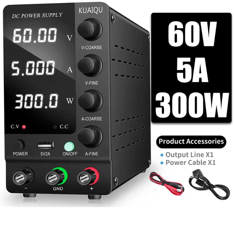 KUAIQU Adjustable DC Power Supply With USB Interface  30V 10A 60V 5A 120V 3A Lab Bench Supply 6