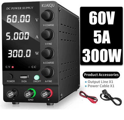 KUAIQU Adjustable DC Power Supply With USB Interface  30V 10A 60V 5A 120V 3A Lab Bench Supply 6