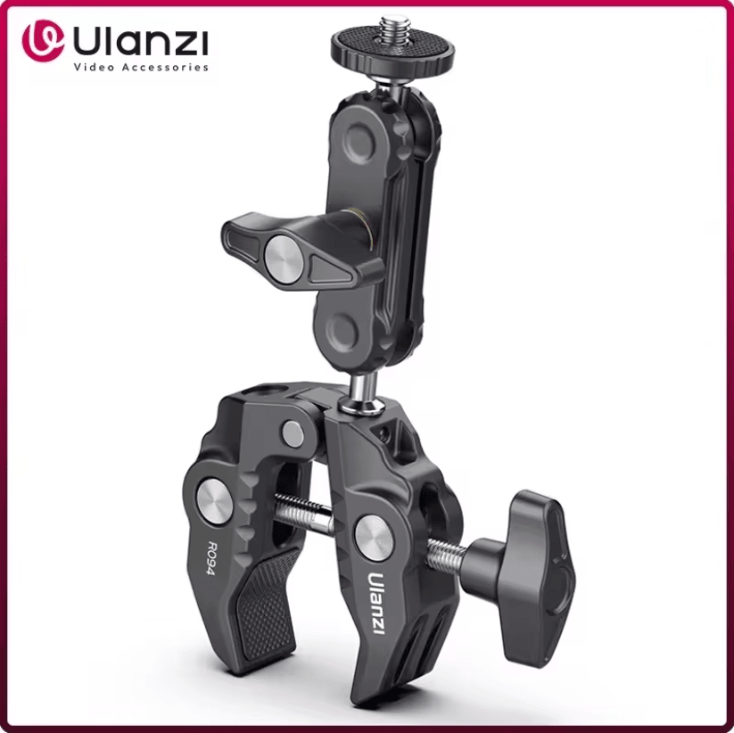 Ulanzi R094 Metal Super Clamp with Double Ball Head Arm for Camera Monitor and Mic Mount
