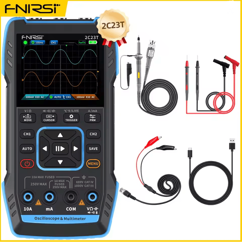 FNIRSI 2C23T Handheld Digital Oscilloscope Multimeter With Signal Generator  Dual Channel 50MHz 2