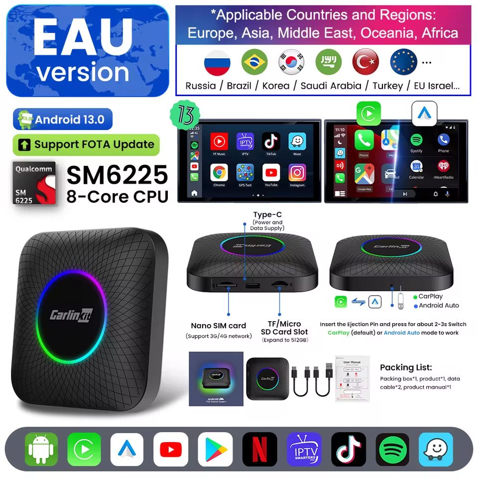 Carlinkit Android 13 Wireless CarPlay  Android Auto TV Box  8GB RAM 128GB Storage Builtin GPS  Stre 6