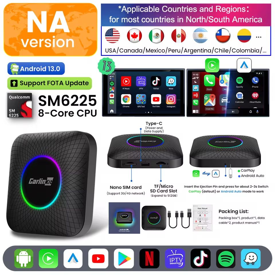 Carlinkit Android 13 Wireless CarPlay  Android Auto TV Box  8GB RAM 128GB Storage Builtin GPS  Stre 7
