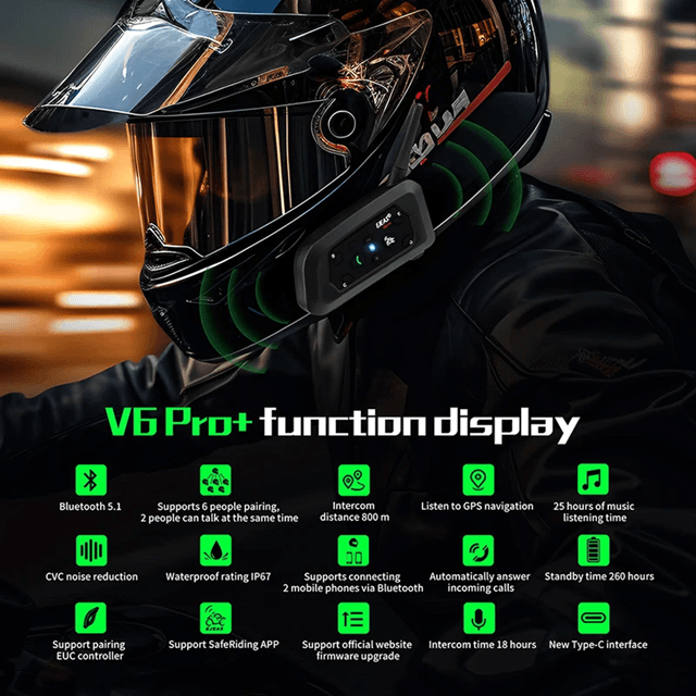 EJEAS V6 Pro Plus Motorcycle Bluetooth Intercom Headset 1