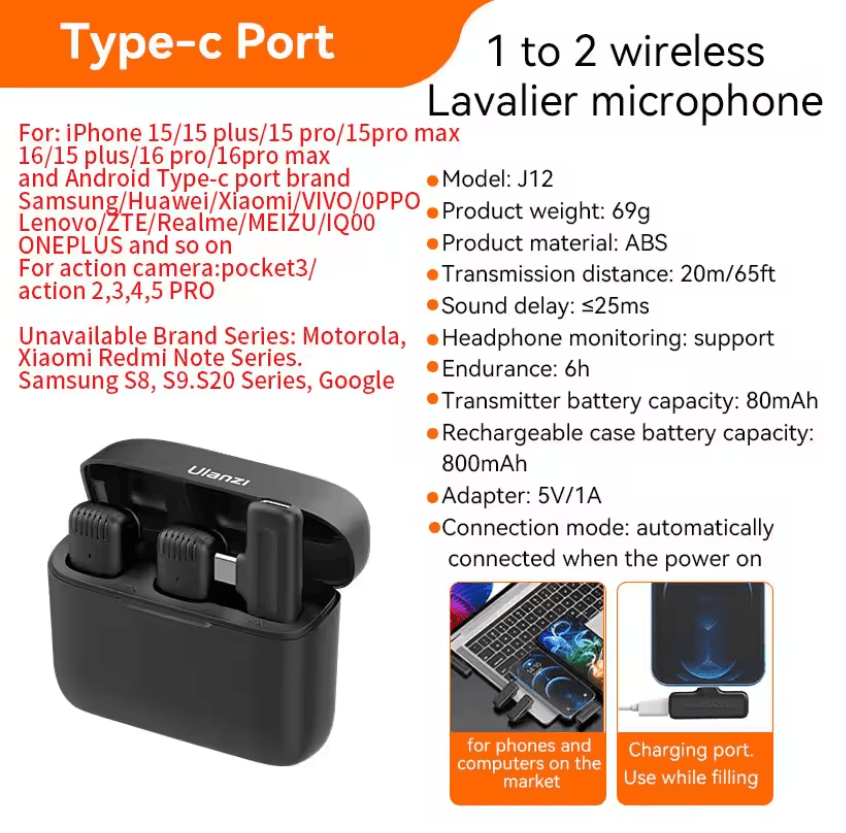 Ulanzi J12 Wireless Lavalier Microphone  PlugandPlay Audio For Creators 3