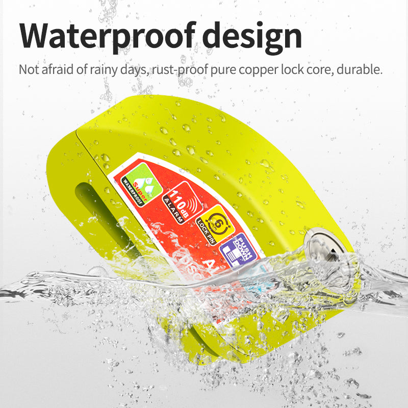 Motorcycle Bicycle Lock Alarm Anti-Theft Disc Brake Padlock with Safety Protection Reminder Rope & Bag, Aluminum Alloy