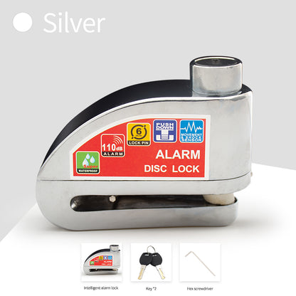 Motorcycle Bicycle Lock Alarm Anti-Theft Disc Brake Padlock with Safety Protection Reminder Rope & Bag, Aluminum Alloy