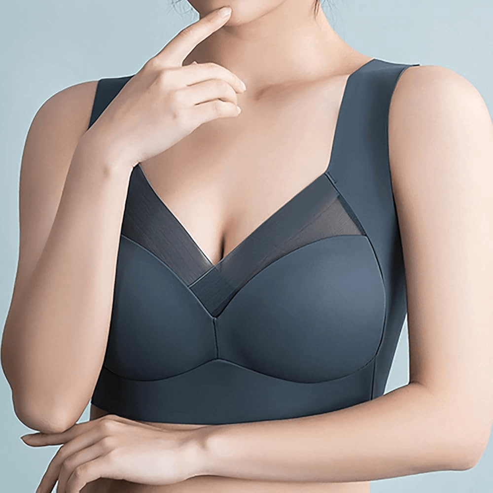 Seamless Ice Silk Plus Size Bra  OnePiece PushUp Sports Bra With Wide Straps  Mesh Support 1