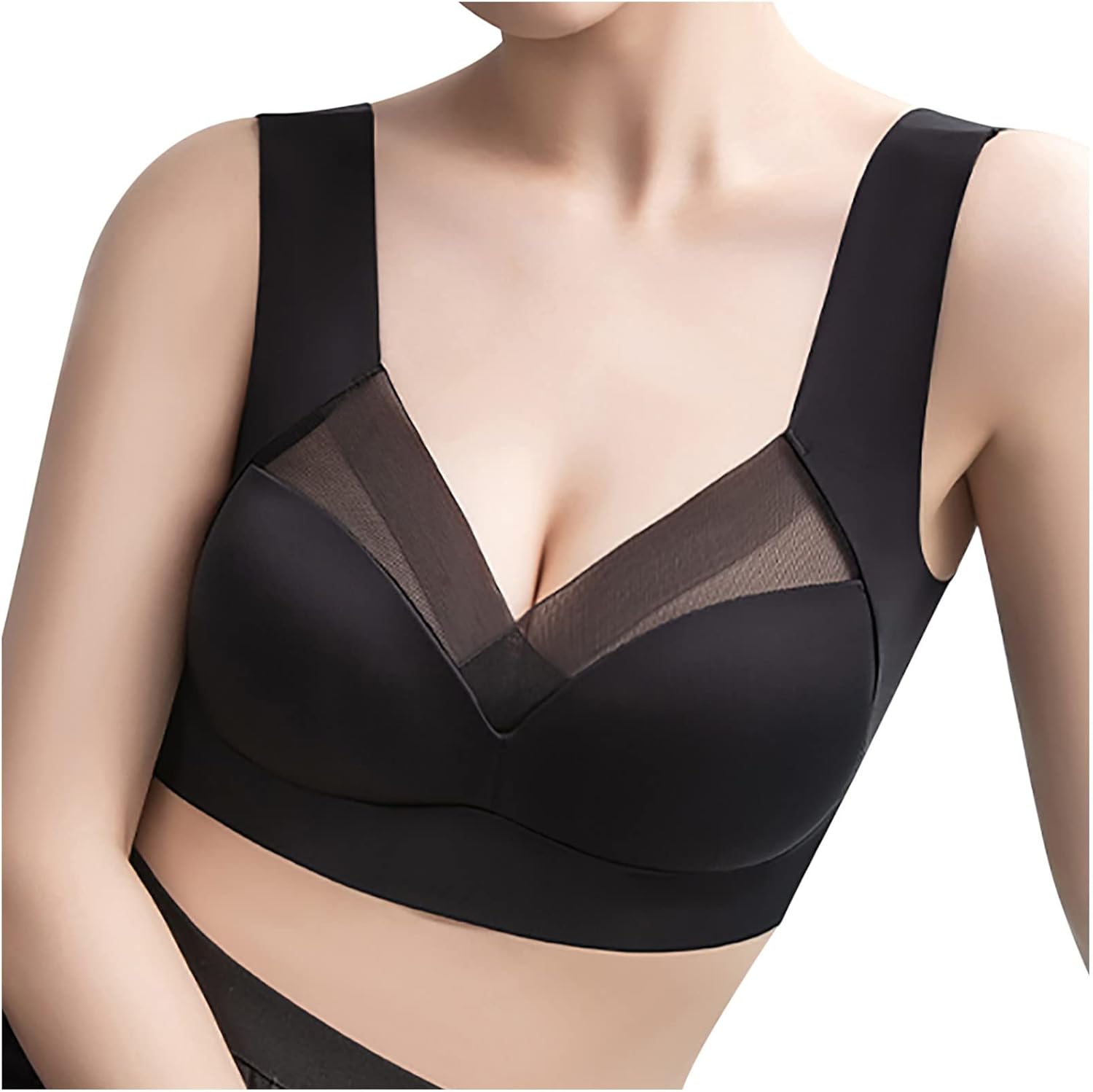 Seamless Ice Silk Plus Size Bra  OnePiece PushUp Sports Bra With Wide Straps  Mesh Support 2