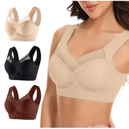 Seamless Ice Silk Plus Size Bra  OnePiece PushUp Sports Bra With Wide Straps  Mesh Support 3