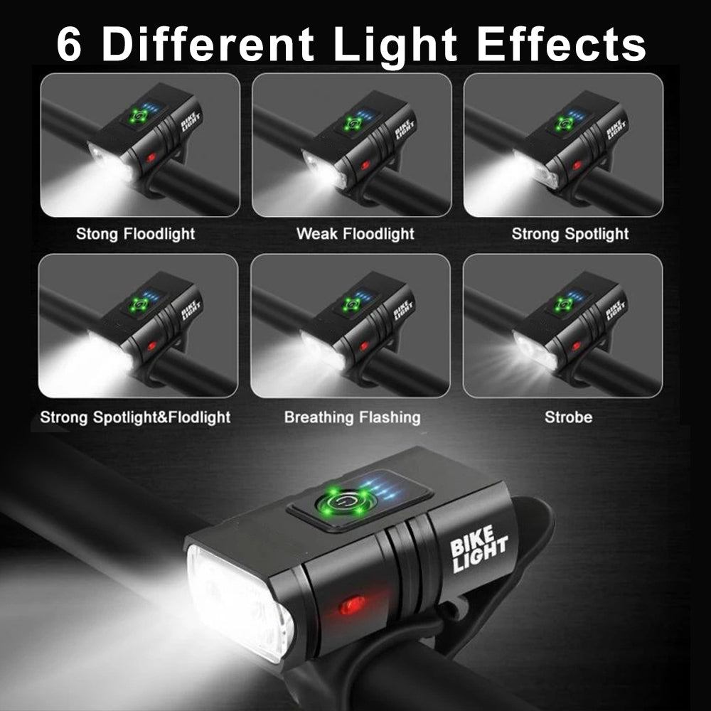 USB Rechargeable T6 LED Bicycle Light Headlight, Aluminum Alloy MTB Cycling Torch, Waterproof 360° Rotating High Beam