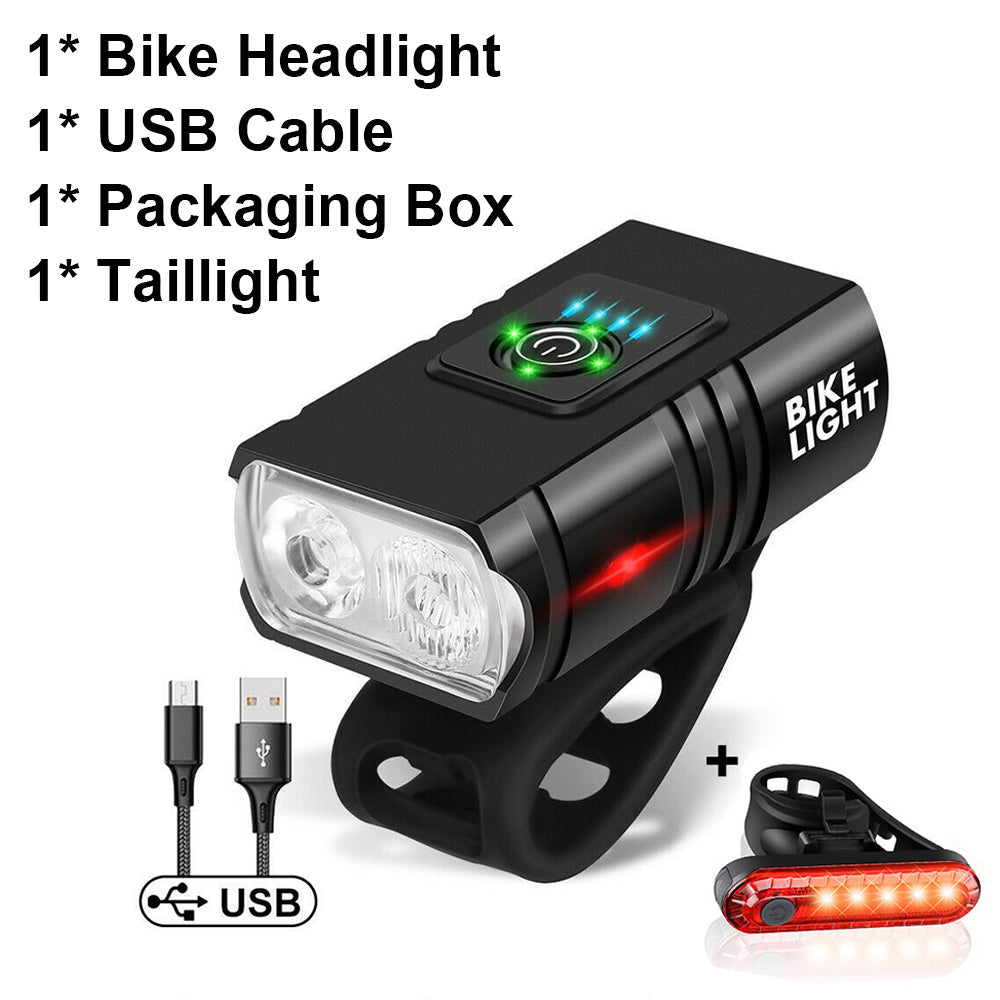 USB Rechargeable T6 LED Bicycle Light Headlight, Aluminum Alloy MTB Cycling Torch, Waterproof 360° Rotating High Beam
