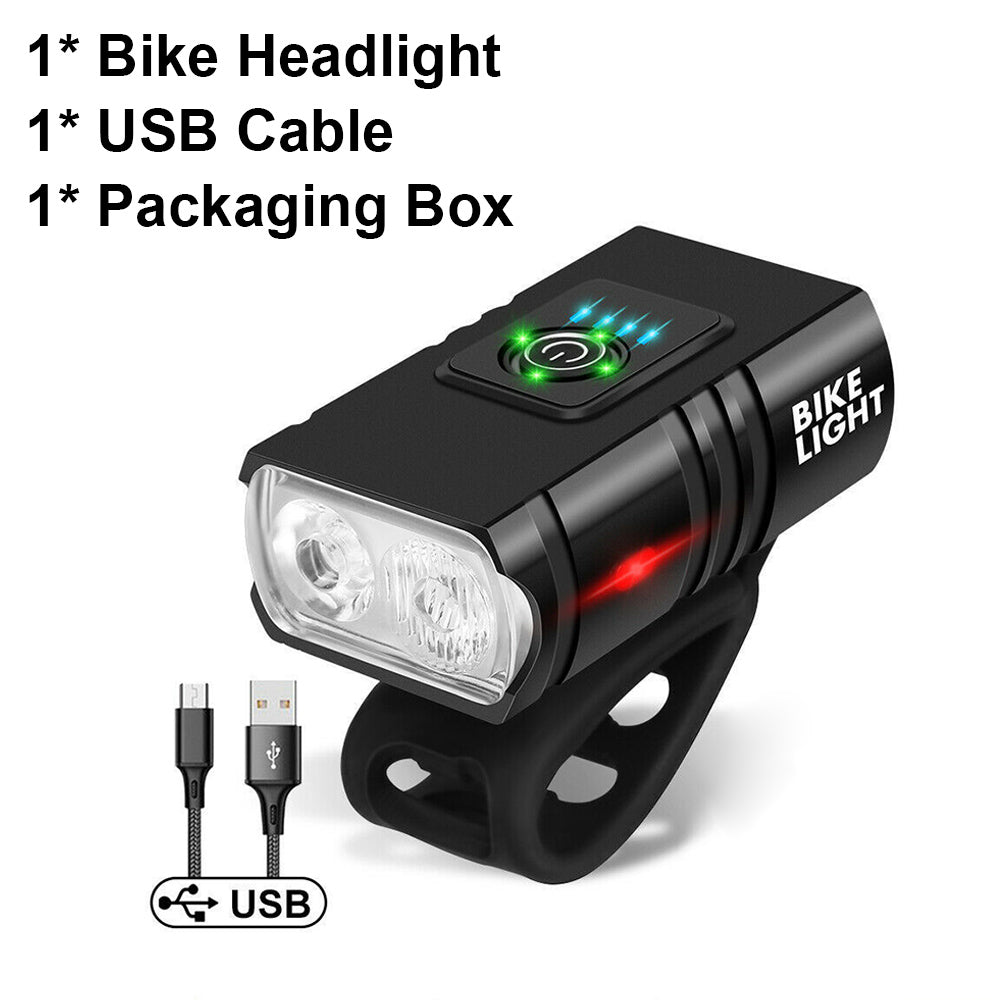 USB Rechargeable T6 LED Bicycle Light Headlight, Aluminum Alloy MTB Cycling Torch, Waterproof 360° Rotating High Beam