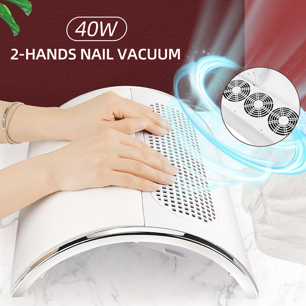 Professional 3 Fans Powerful Suction Nail Dust Collector 40W Fan, Nail Vacuum Cleaner Nail Dust Extractor for Nails Care