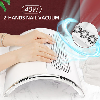 Professional 3 Fans Powerful Suction Nail Dust Collector 40W Fan, Nail Vacuum Cleaner Nail Dust Extractor for Nails Care