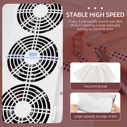 Professional 3 Fans Powerful Suction Nail Dust Collector 40W Fan Nail Vacuum Cleaner Nail Dust Extr 3