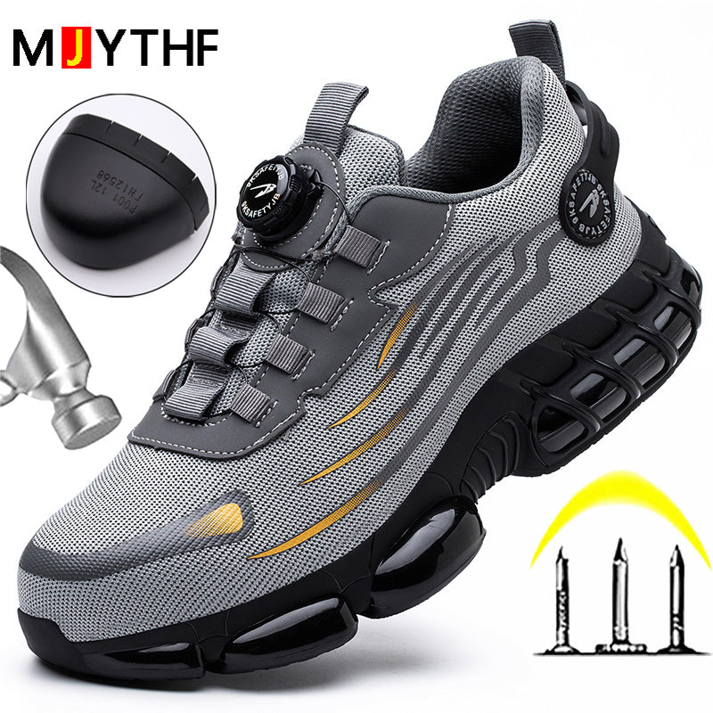 Rotating Button Safety Shoes for Men, Anti-smash & Anti-puncture Work Shoes | Fashion Sport Security Protective Boots