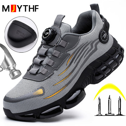 Rotating Button Safety Shoes for Men, Anti-smash & Anti-puncture Work Shoes | Fashion Sport Security Protective Boots