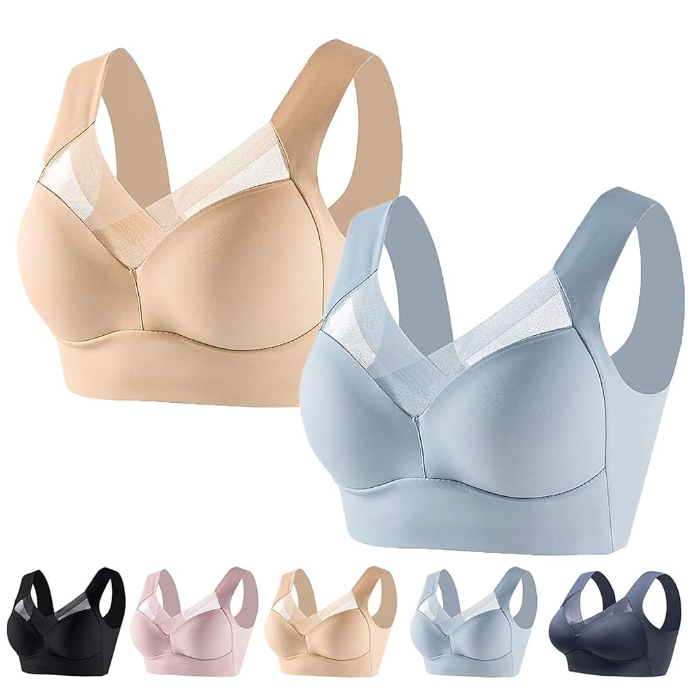 Seamless Ice Silk Plus Size Bra  OnePiece PushUp Sports Bra With Wide Straps  Mesh Support 9