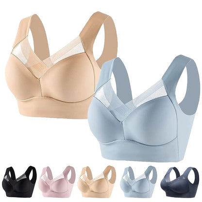 Seamless Ice Silk Plus Size Bra  OnePiece PushUp Sports Bra With Wide Straps  Mesh Support 9
