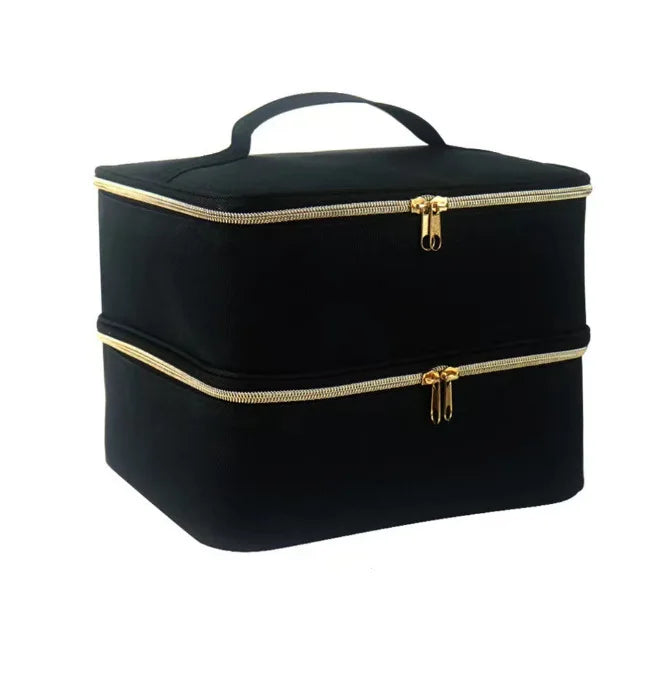 Double Layer Nail Polish Storage Bag with 30 Compartments, Portable Essential Oil Organizer Cosmetic Nail Care Kit Box