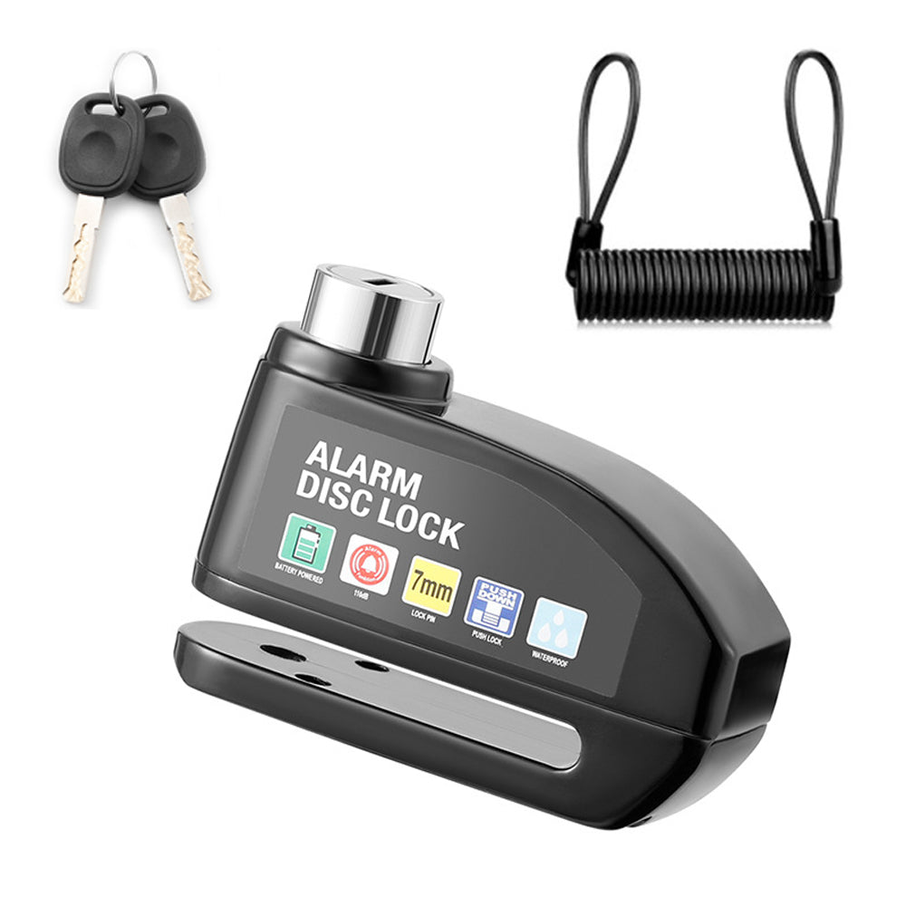 Motorcycle Alarm Disc Brake Lock 120dB Loud Anti-Theft Wheel Padlock, Waterproof Moto Security Disc Lock for Scooter