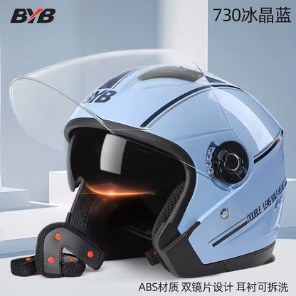 Open Face Motorcycle Helmet With Dual Lens And Sun Visor 11