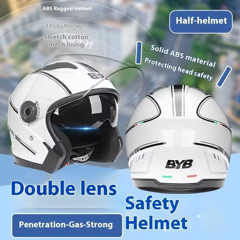Open Face Motorcycle Helmet With Dual Lens And Sun Visor 1