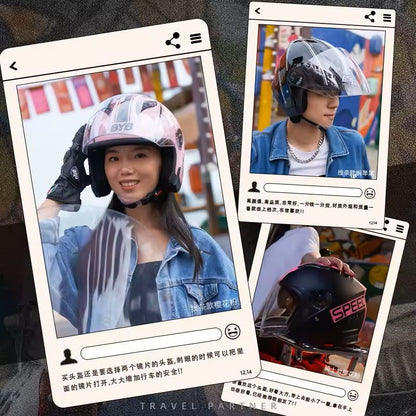 Open Face Motorcycle Helmet With Dual Lens And Sun Visor 3